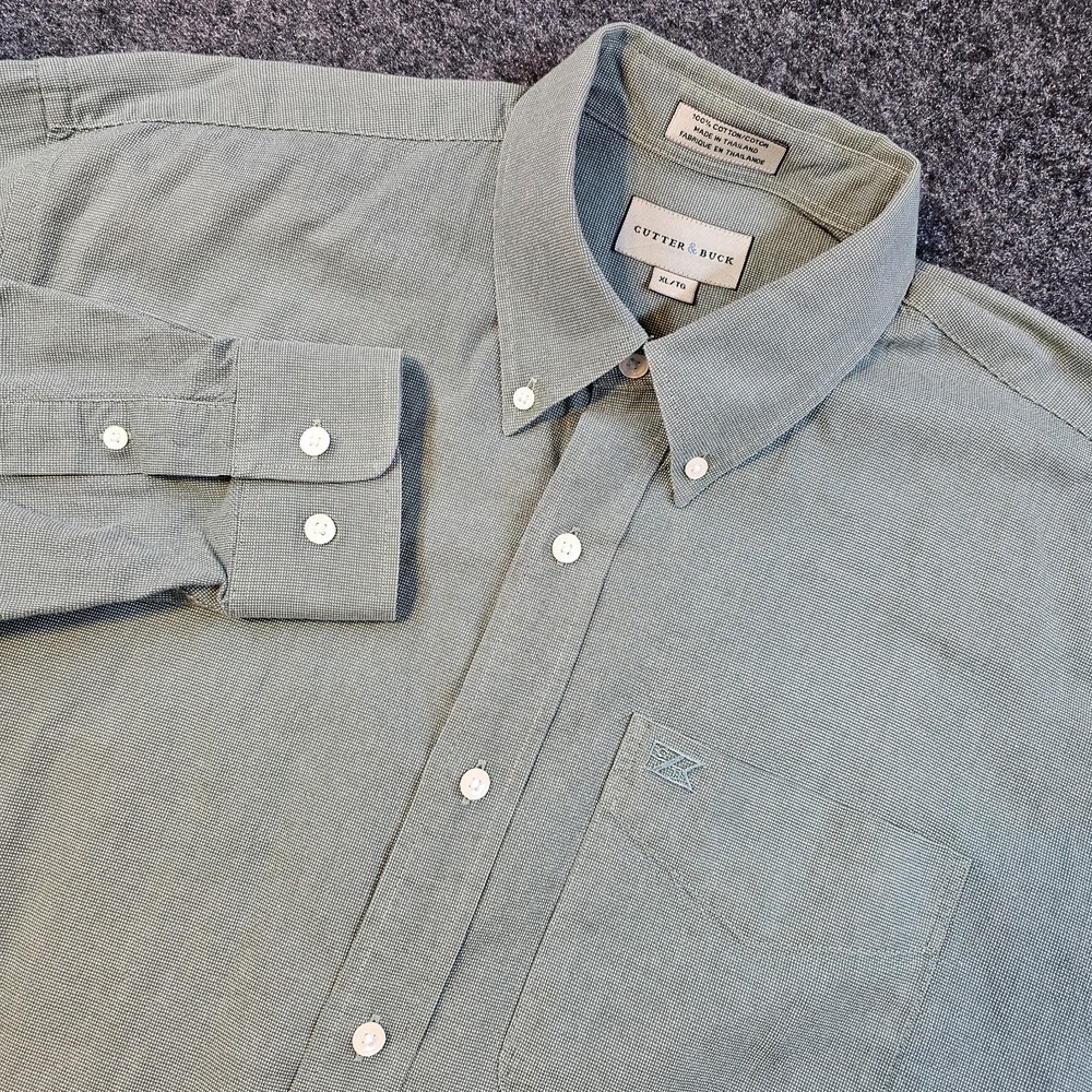 Cutter & Buck Men's XL Green Oxford Cloth Button Down Long Sleeve Cotton Shirt